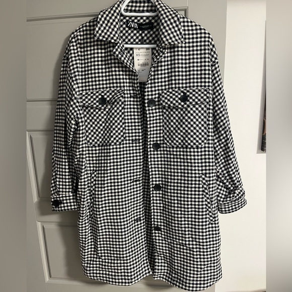 Zara plaid checked oversized shacket - Picture 1 of 5
